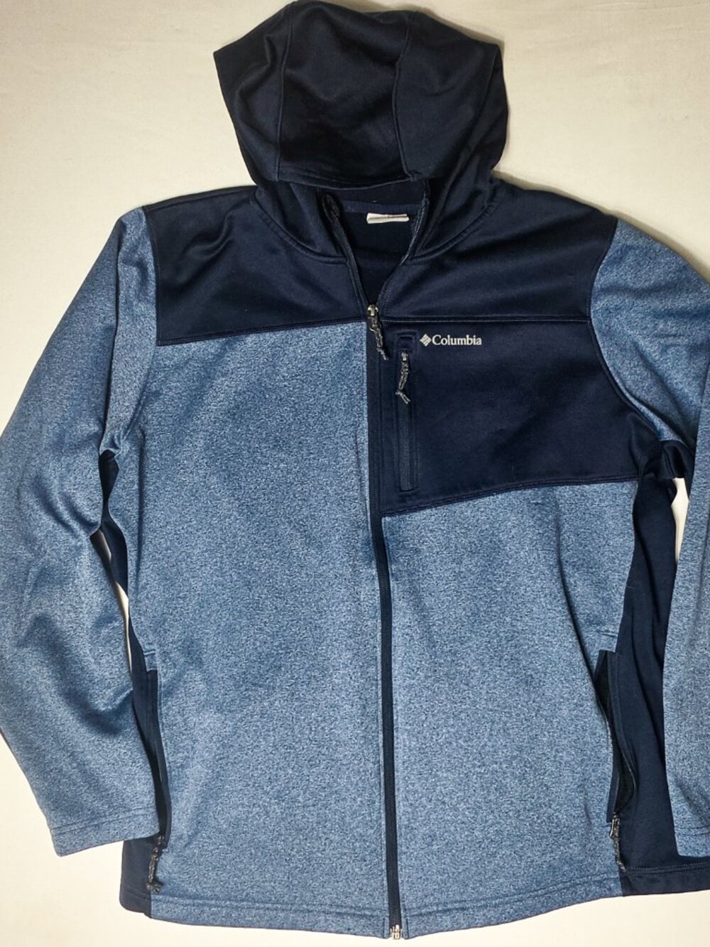 XL Columbia Mens Harlem Park Hybrid Full Zip Hoodie Jacket Blue Navy